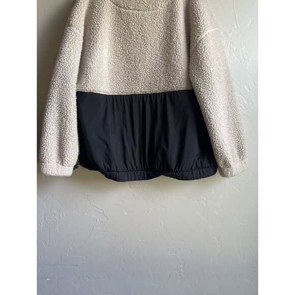 Lou & Grey Faux Sherpa Pullover 1/4 Snap Sweatshirt Size XL Ivory Black - Picture 7 of 12